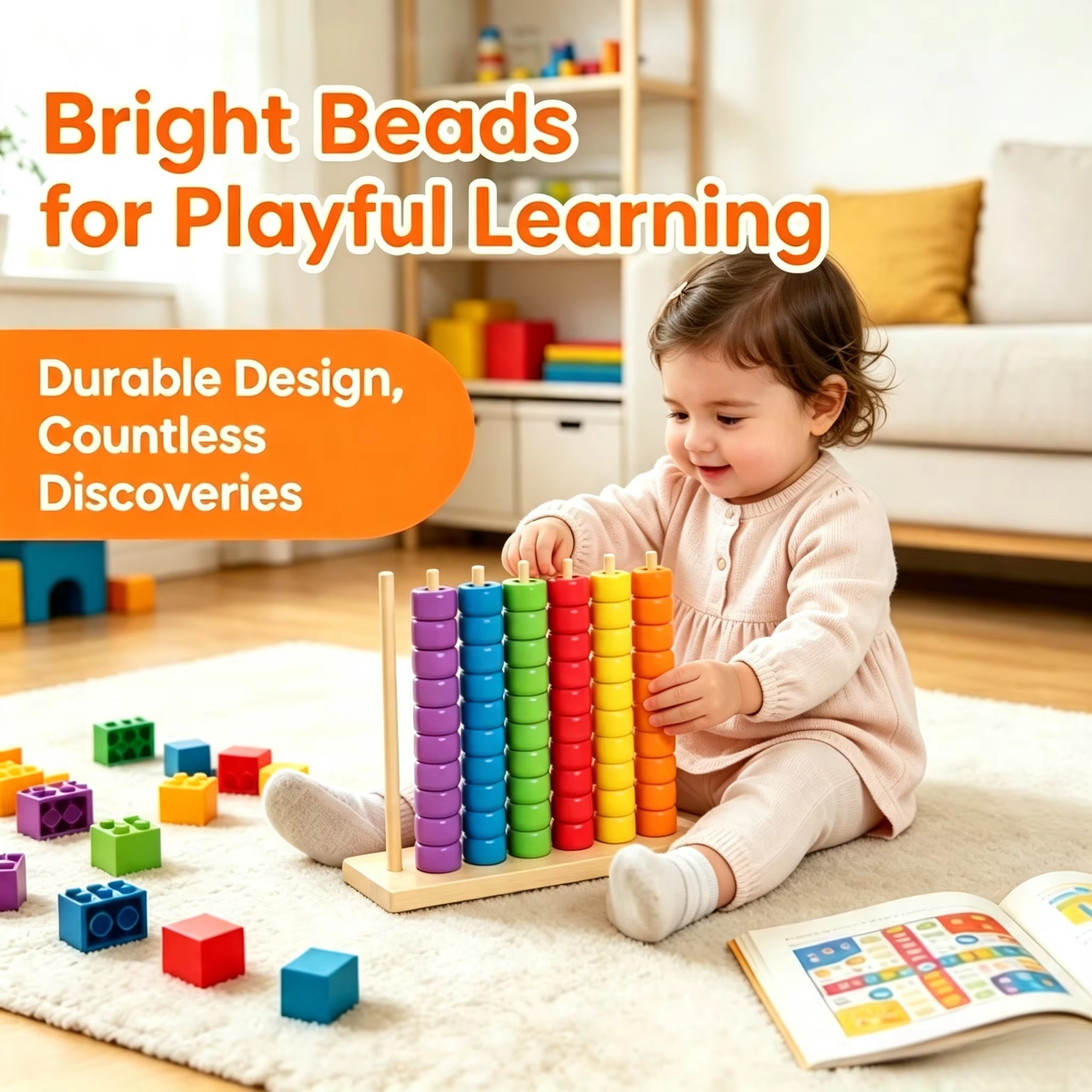 Kids Educational Game 2 - 1 set Wooden Bead Stringing Game