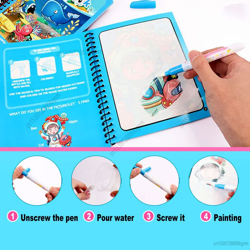 Cartoon Magic Water Painting C - مراجعة Kids Education Book وسعره