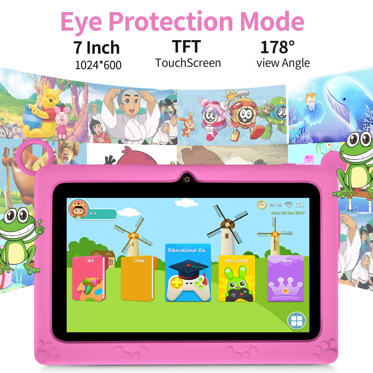 BDF Children's Tablet New 7 In - مراجعة Kids Educational Games Learn English وسعره
